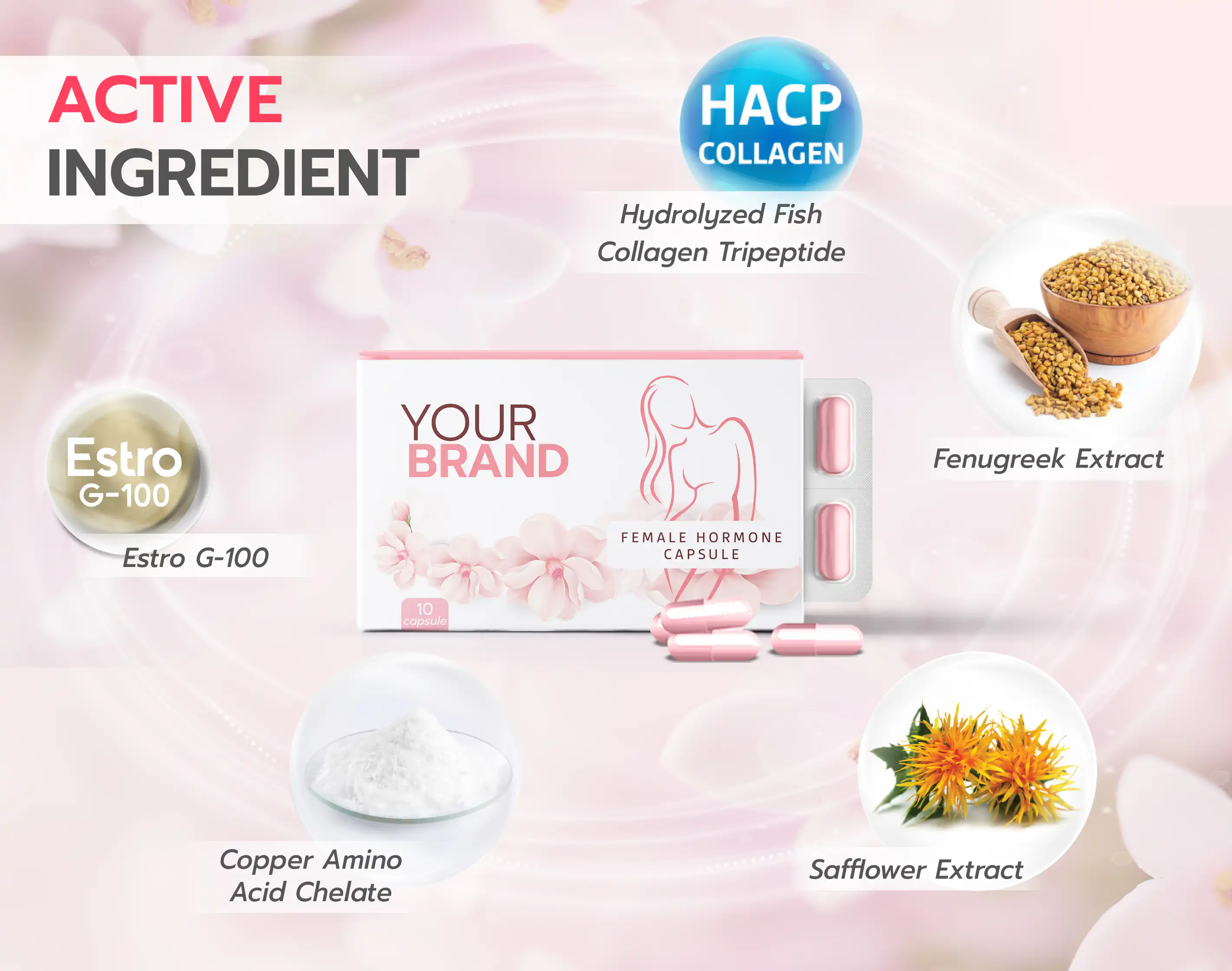 แคปซูลบำรุงผู้หญิง เสริมสร้างฮอร์โมน อกฟูฟิต ผิวสุขภาพดี FEMALE HORMONE CAPSULE